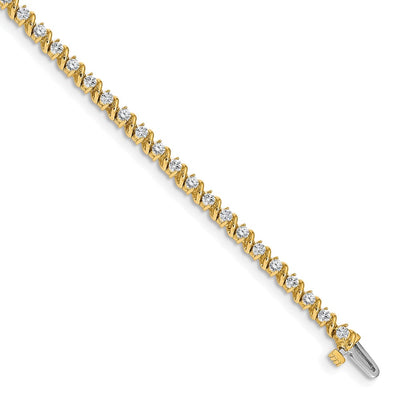 14K Complete 2 Carat Round Diamond Swirled 2-Prong Tennis Bracelet