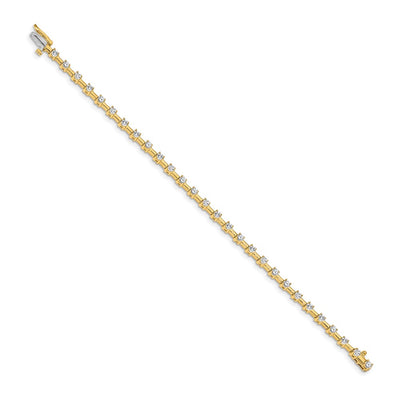 14K Complete 2 carat Round A Diamond Bar Link Tennis Bracelet