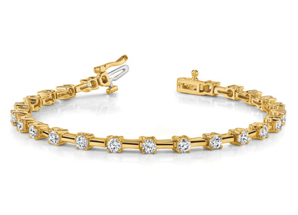 14k Complete 2 carat Round AA Diamond Bar Link Tennis Bracelet