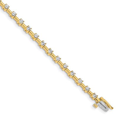 14K Complete 2 Carat Round Diamond Bar Link Tennis Bracelet
