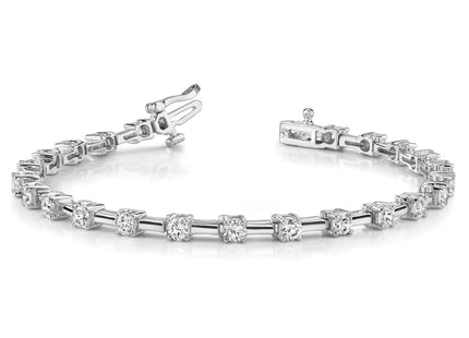 14k White Gold Complete 2 carat Round VS Diamond Bar Link Tennis Bracelet