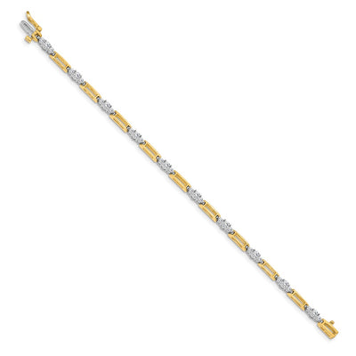 14K Two-tone Complete 2.1 carat Round AA Diamond Bar Link Tennis Bracelet