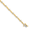 14k Complete 1 carat Round AAA Diamond 2-prong Wavy Bar Link Tennis Bracelet