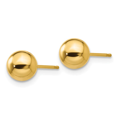 14K Polished Ball Post Earrings, 6 x 6mm