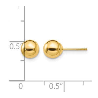 14K Polished Ball Post Earrings, 6 x 6mm