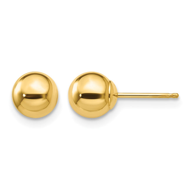 14k Polished Ball Post Earrings, 6 x 6mm