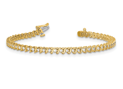 14k Complete 7/8 carat Round A Diamond 2-prong S-link Tennis Bracelet