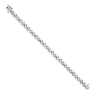 14K White Gold Complete 2 carat Round A Diamond 2-prong S-link Tennis Bracelet