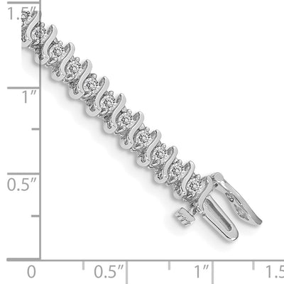 14K White Gold Complete 2 carat Round A Diamond 2-prong S-link Tennis Bracelet