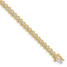 14k Complete 3.9 carat Round VS Diamond 2-prong S-link Tennis Bracelet