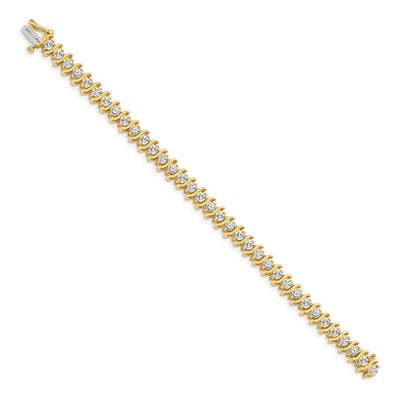 14K Complete 5.95 Carat Round Diamond 2-Prong S-Link Tennis Bracelet
