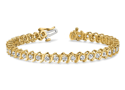 14k Complete 5.95 carat Round A Diamond 2-prong S-link Tennis Bracelet