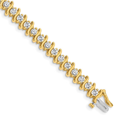 14K Complete 5.95 Carat Round Diamond 2-Prong S-Link Tennis Bracelet