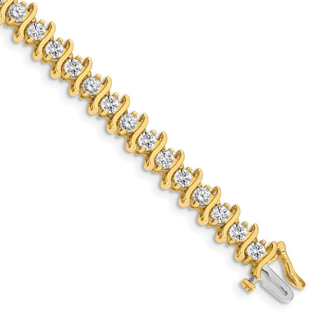 14k Complete 5.95 Carat Round Diamond 2-Prong S-Link Tennis Bracelet