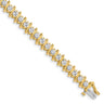 14k Complete 7.19 carat Round AAA Diamond 2-prong S-link Tennis Bracelet