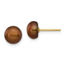 14k 7- Brown Button Freshwater Cultured Pearl Stud Post Earrings