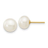 14k 7- White Button Freshwater Cultured Pearl Stud Post Earrings