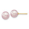 14k 7- Purple Round Freshwater Cultured Pearl Stud Post Earrings