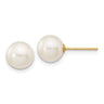 14k 7- White Round Freshwater Cultured Pearl Stud Post Earrings