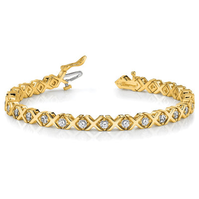 14K 4-Prong X-Design Tennis Bracelet Mounting for Round Diamonds