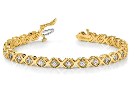 14K 4-Prong X-Design Tennis Bracelet Mounting for Round Diamonds