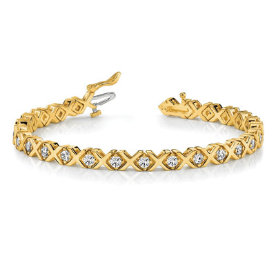 14K 4-Prong X-Design Tennis Bracelet Mounting for Round Diamonds