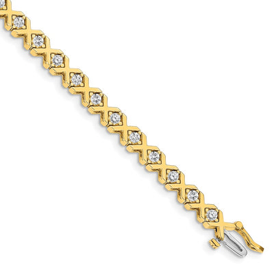 14K 4-Prong X-Design Tennis Bracelet Mounting for Round Diamonds