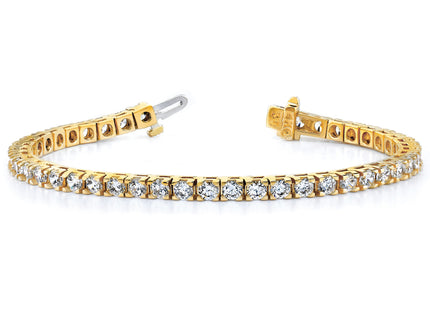 14k Complete 1.25 Carat Round Diamond 4-Prong Tennis Bracelet, 7 x 3mm