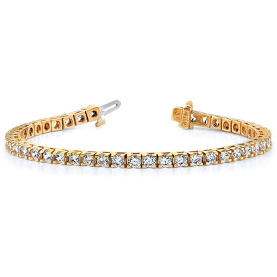 14K Complete 1.25 carat Round A Diamond 4-prong Tennis Bracelet