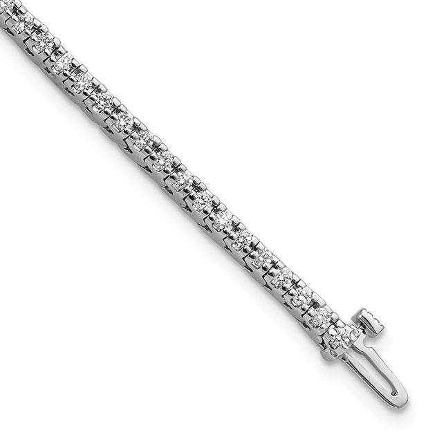 14k White Gold Complete 1.25 carat Round AA Diamond 4-prong Tennis Bracelet