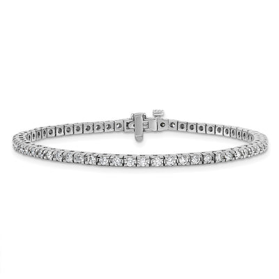 14K White Gold Complete 2.17 carat Round A Diamond 4-prong Tennis Bracelet