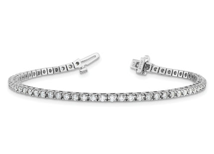 14k White Gold Complete 2.17 carat Round AAA Diamond 4-prong Tennis Bracelet