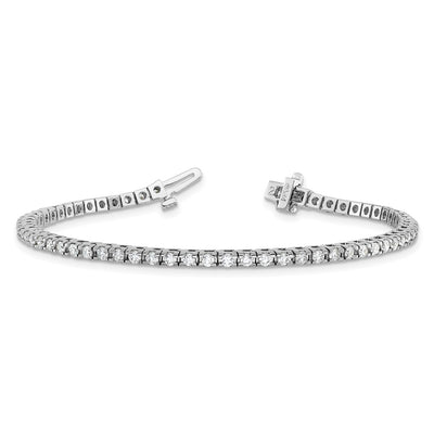 14K White Gold Complete 2.17 carat Round AA Diamond 4-prong Tennis Bracelet