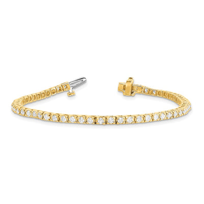 14K Complete 2.18 carat Round A Diamond 4-prong Tennis Bracelet