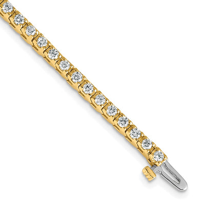 14K Complete 2.18 Carat Round Diamond 4-Prong Tennis Bracelet