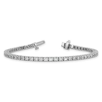 14K White Gold Complete 2.18 carat Round A Diamond 4-prong Tennis Bracelet