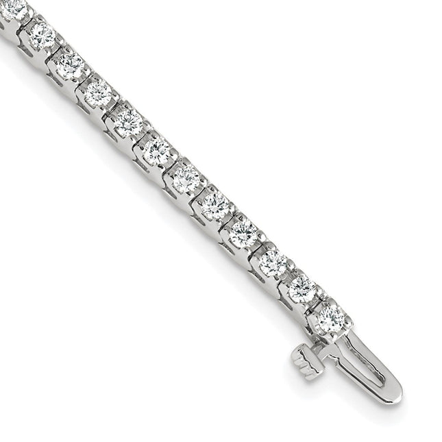 14k White Gold Complete Round Diamond 4-Prong Tennis Bracelet in Various Carat Weights