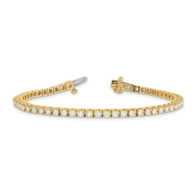 14K Complete 2.86 Carat Round Diamond 4-Prong Tennis Bracelet