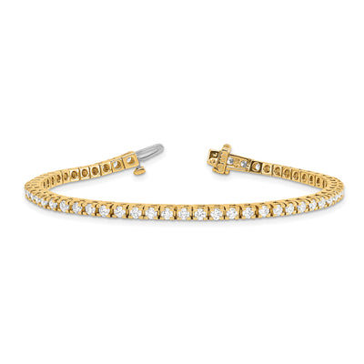 14K Complete 2.86 Carat Round Diamond 4-Prong Tennis Bracelet