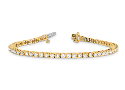 14k Complete 2.86 carat Round AAA Diamond 4-prong Tennis Bracelet