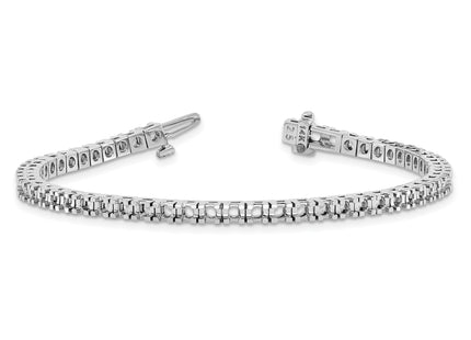 14k White Gold Holds 2.86 carat 55- Round Diamond 4-prong Tennis Bracelet Mounting