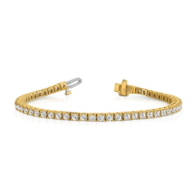 14K Complete 4.1 Carat Round Diamond 4-Prong Tennis Bracelet