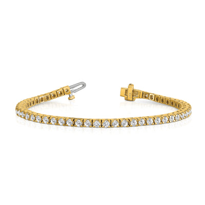 14K Complete 4.1 Carat Round Diamond 4-Prong Tennis Bracelet