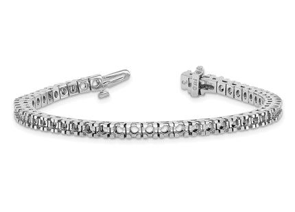 14k White Gold Holds 4.65 carat 50- Round Diamond 4-prong Tennis Bracelet Mounting