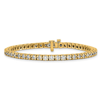 14K Complete 4.65 Carat Round Diamond 4-Prong Tennis Bracelet