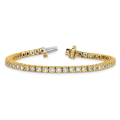 14K Complete 4.65 Carat Round Diamond 4-Prong Tennis Bracelet