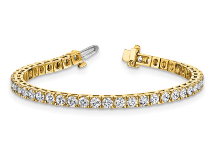 14k Complete 6.44 carat Round AAA Diamond 4-prong Tennis Bracelet