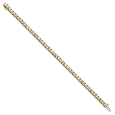 14K Complete 6.44 Carat Round Diamond 4-Prong Tennis Bracelet