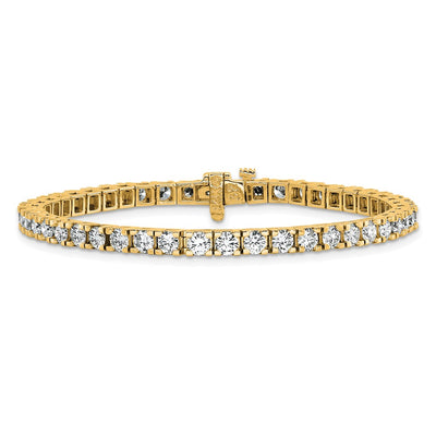 14K Complete 6.44 Carat Round Diamond 4-Prong Tennis Bracelet
