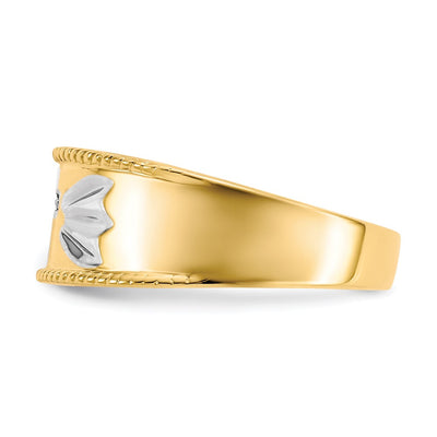 14K with Rhodium Men's .. Diamond Trio Cross Wedding Band